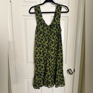 CAbi Samba Dress Reversible Green/Black floral to zebra print.   size XXLarge